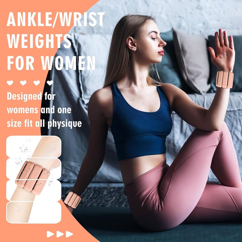 Gallia Wrist Weights, 2Pack Adjustable Wearable Wrist Ankle Weights for Women/Men, Silicone Wrist Bangles for Walking, Yoga, Pilates, and Gym, Arm & Leg Workout, 2lb - Image 5